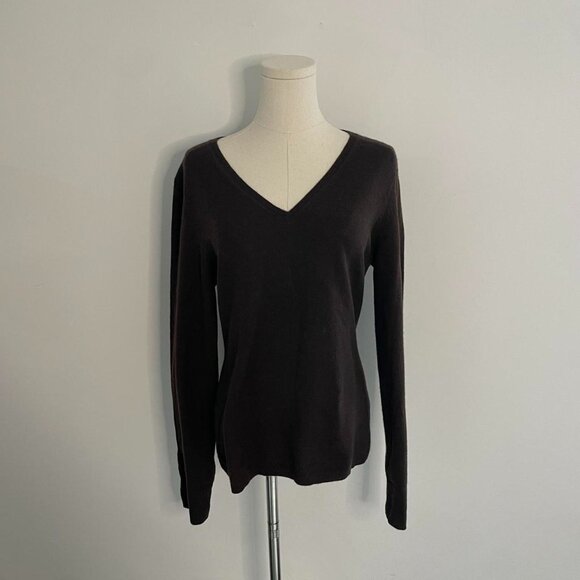 Sutton Studio Brown Cashmere Classic  V-Neck Sweater | Women’s Size Large - Picture 1 of 5